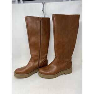 Universal Thread Boots Womens 8.5 Tricia Tall Riding Dress Brown Faux Leather